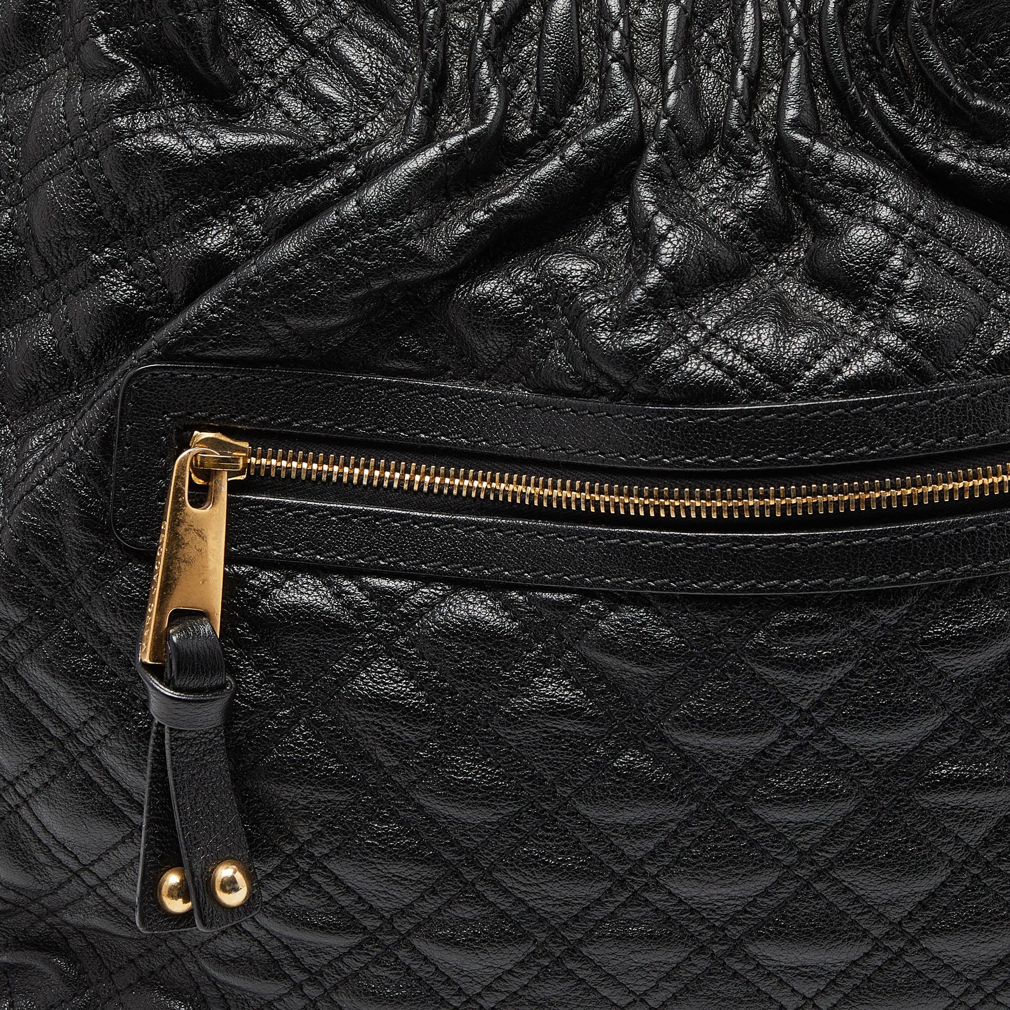 Marc Jacobs Black Quilted Leather Stam Hobo For Sale 1