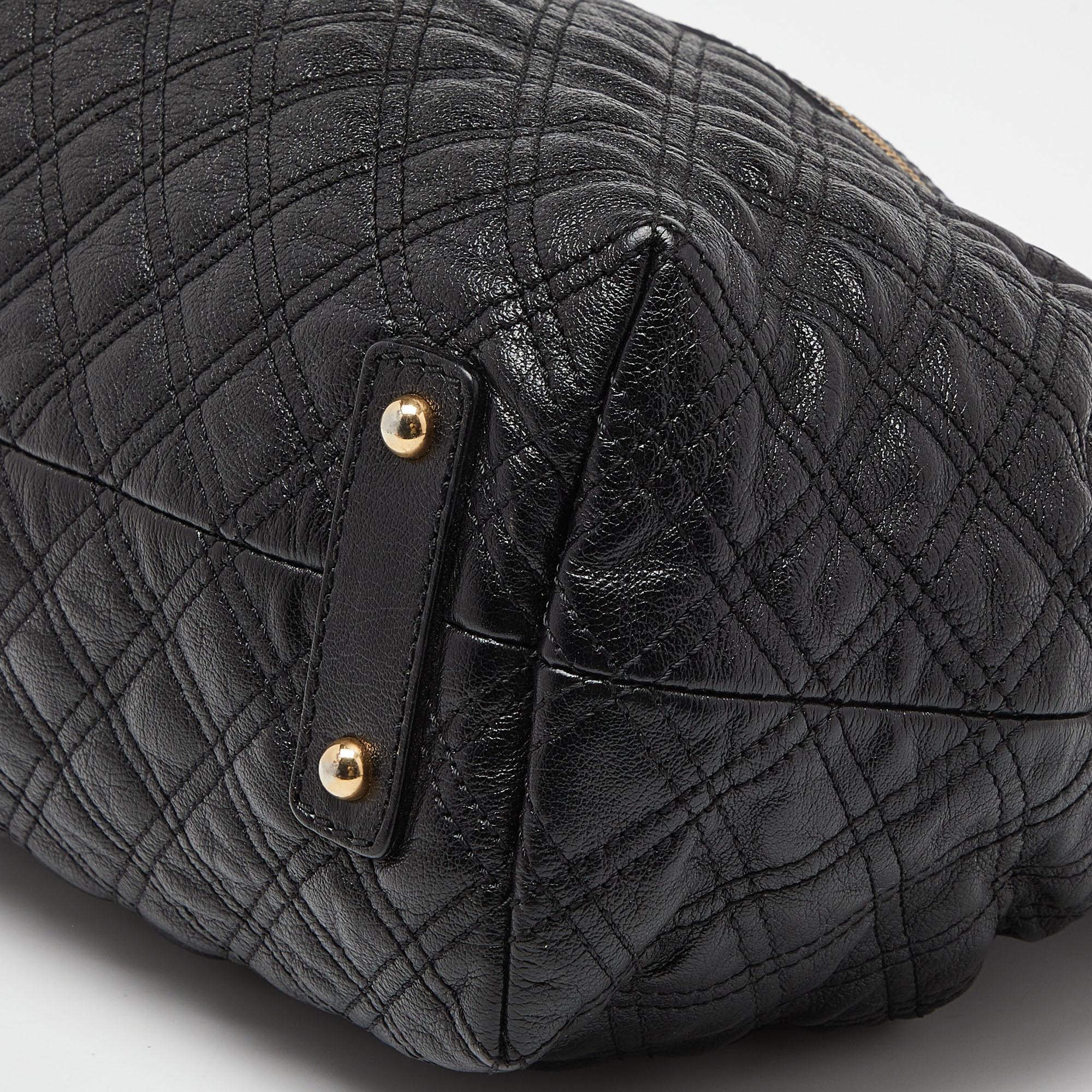 Marc Jacobs Black Quilted Leather Stam Hobo For Sale 2