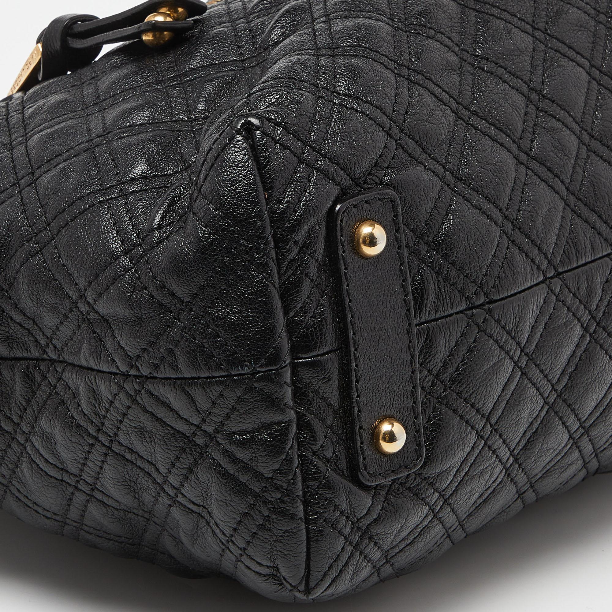 Marc Jacobs Black Quilted Leather Stam Hobo For Sale 3