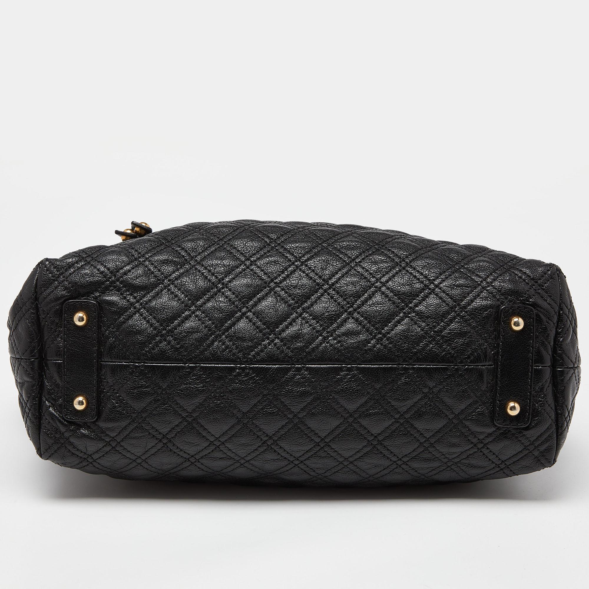 Marc Jacobs Black Quilted Leather Stam Hobo For Sale 4
