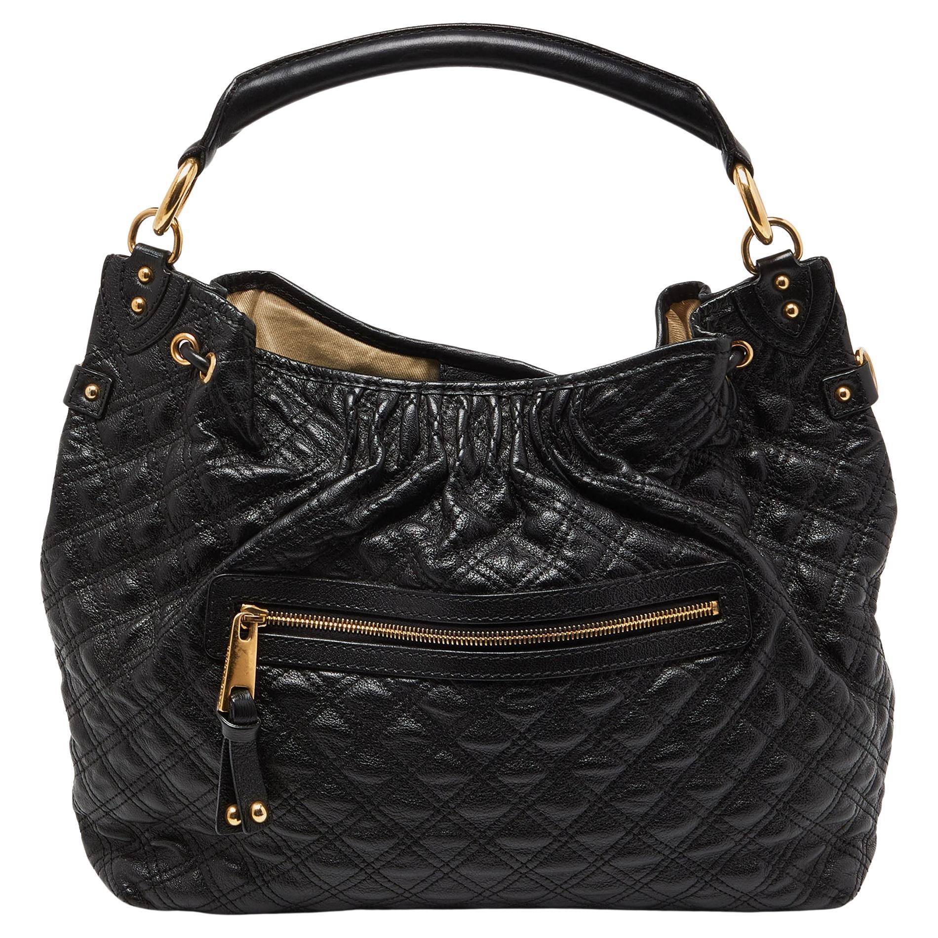 Marc Jacobs Black Quilted Leather Stam Hobo For Sale