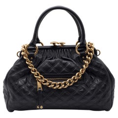 Marc Jacobs Black Quilted Leather Stam Satchel Bag