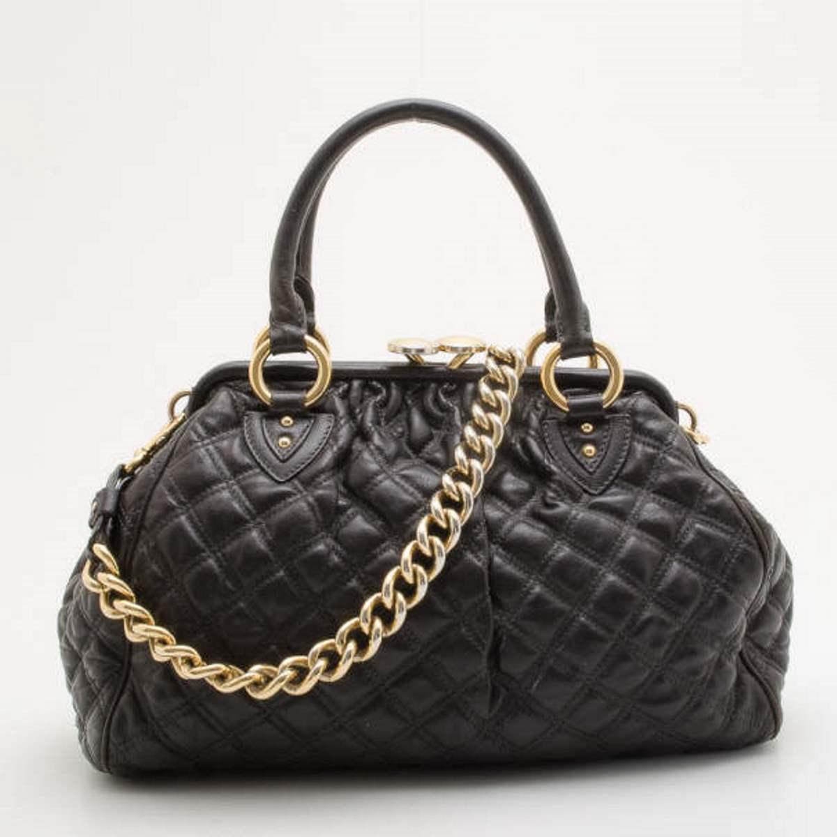 Marc Jacobs Black Quilted Leather Stam Satchel For Sale 9