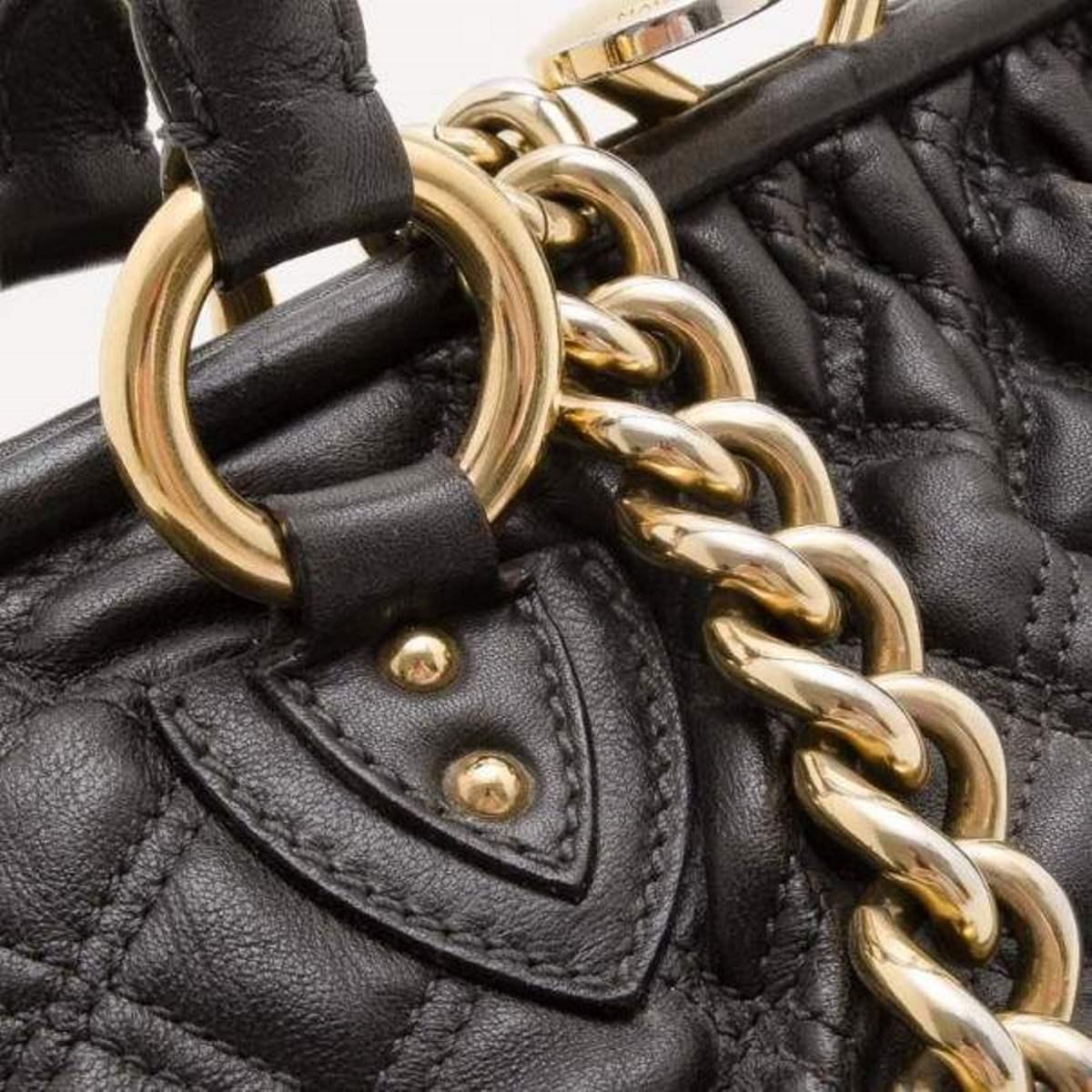 Marc Jacobs Black Quilted Leather Stam Satchel In Fair Condition For Sale In Dubai, Al Qouz 2