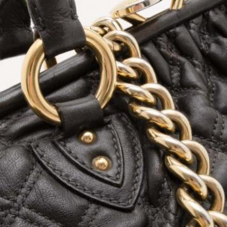 Marc Jacobs Borsa in pelle trapuntata nera Stam Satchel in vendita 1