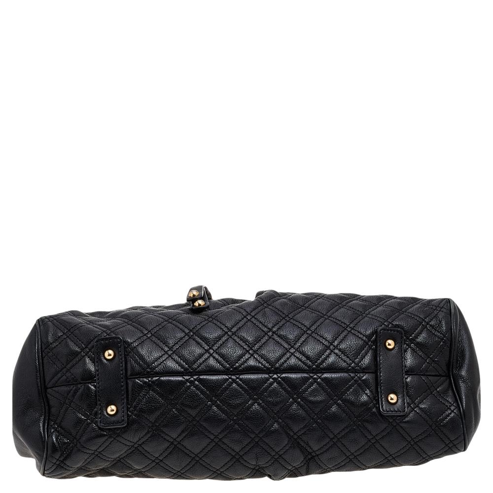 Women's Marc Jacobs Black Quilted Leather Stam Satchel