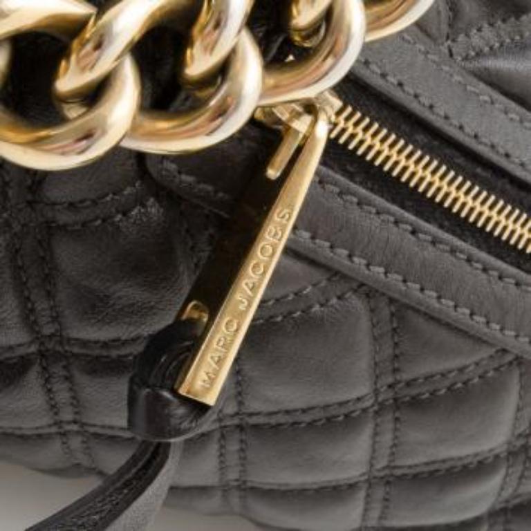 Marc Jacobs Borsa in pelle trapuntata nera Stam Satchel in vendita 2