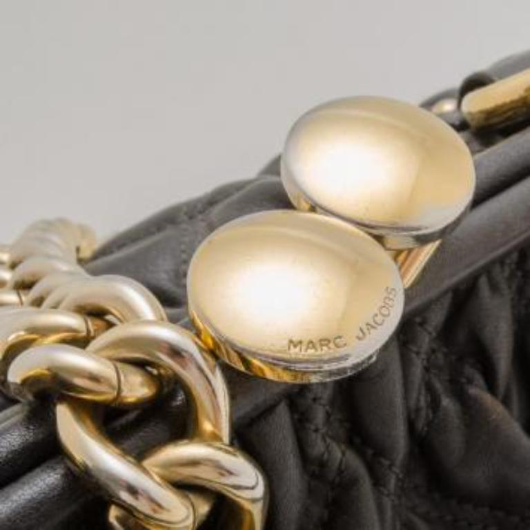 Marc Jacobs Borsa in pelle trapuntata nera Stam Satchel in vendita 3