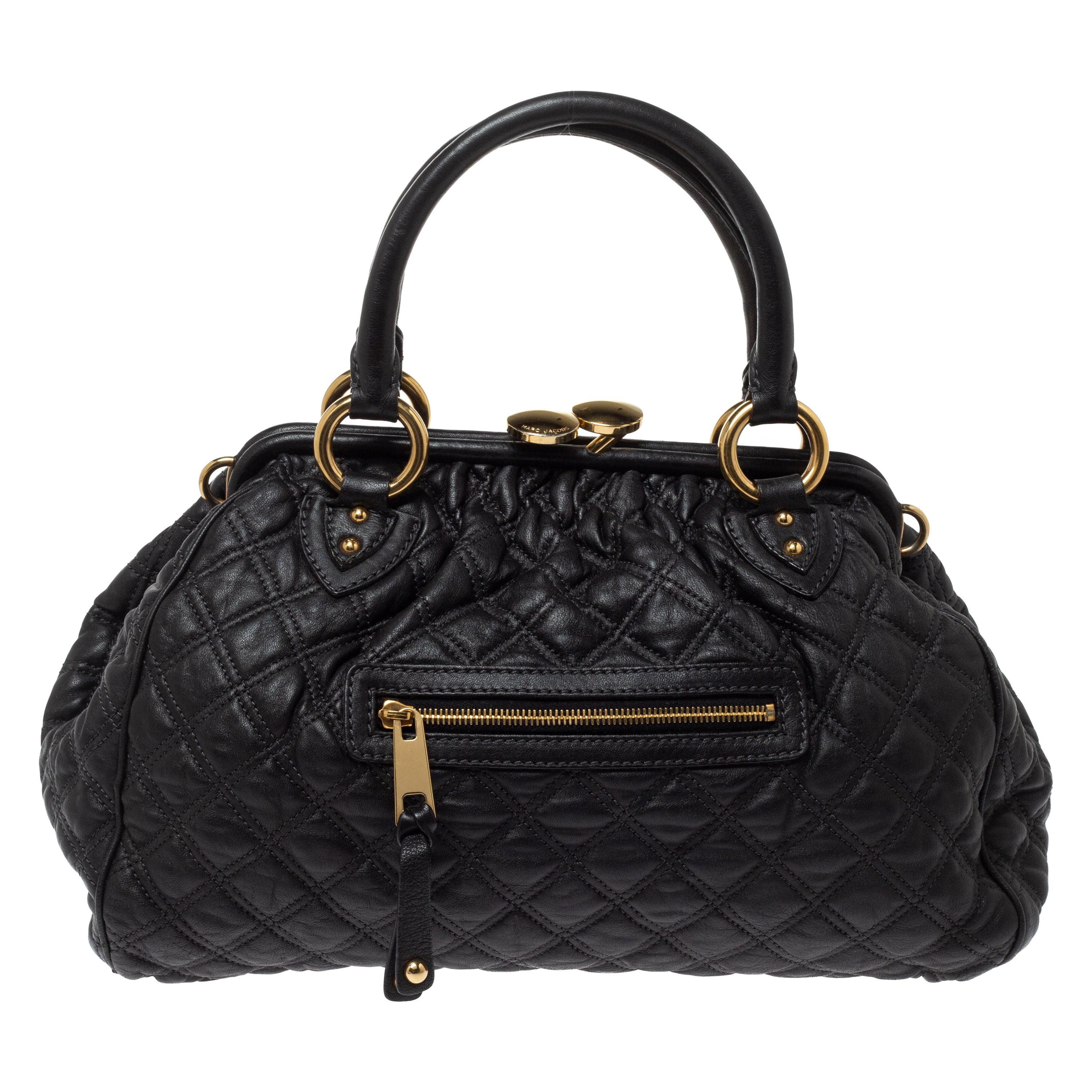 Marc Jacobs Black Quilted Leather Stam Satchel