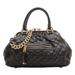 Marc Jacobs Black Quilted Leather Stam Satchel