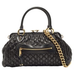 Marc Jacobs Schwarze gesteppte Ledertasche mit Stam Satchel