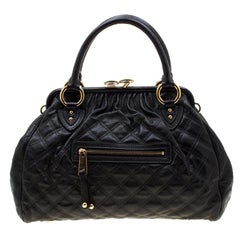 Marc Jacobs Black Quilted Leather Stam Shoulder Bag