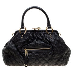 Marc Jacobs Black Quilted Leather Stam Shoulder Bag