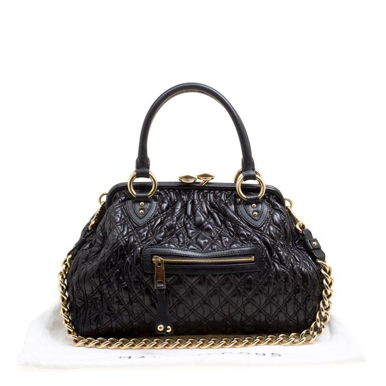Marc Jacobs Black Quilted Leather Stam Top Handle Bag For Sale at 1stDibs