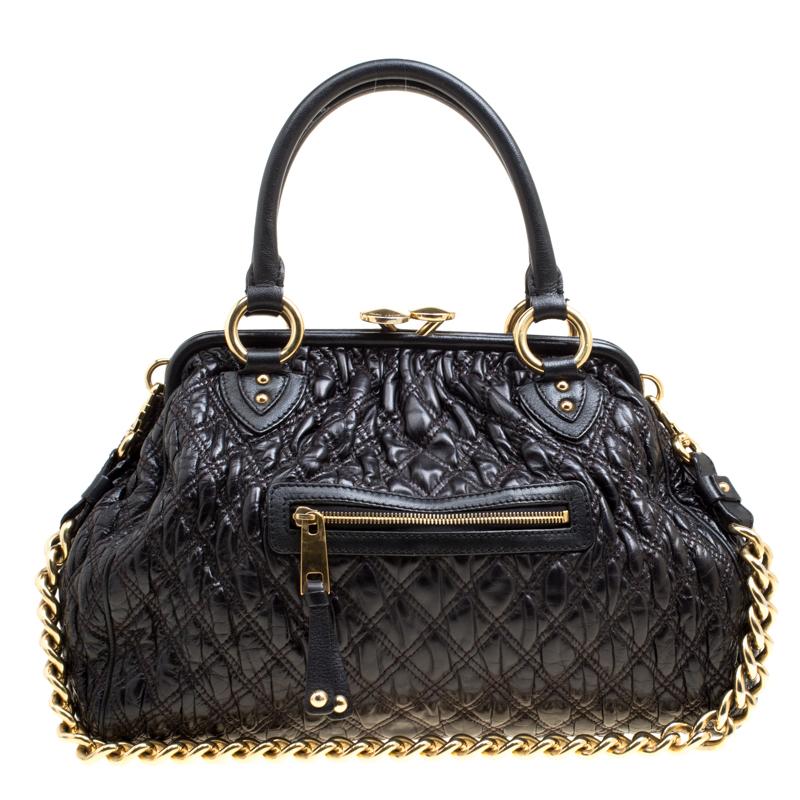 Marc Jacobs Black Quilted Leather Stam Top Handle Bag For Sale at 1stDibs