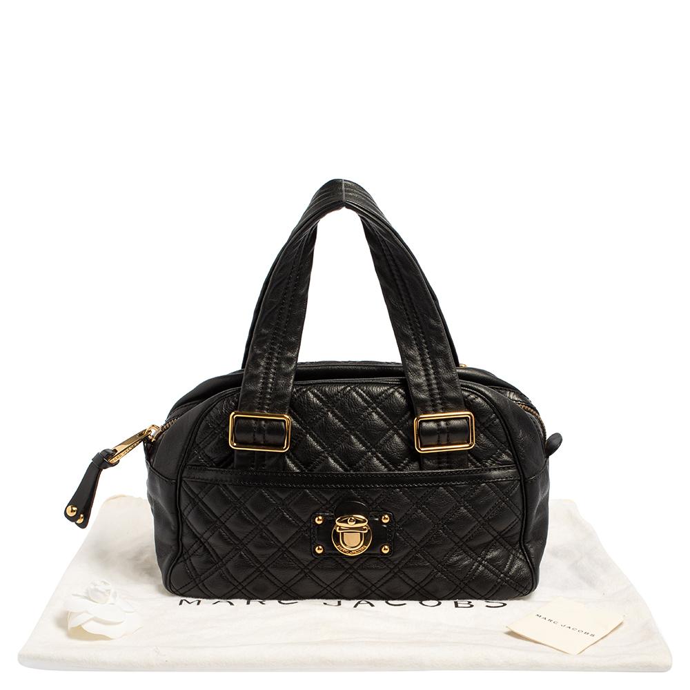 Marc Jacobs Black Quilted Leather Ursula Bowler Bag 7