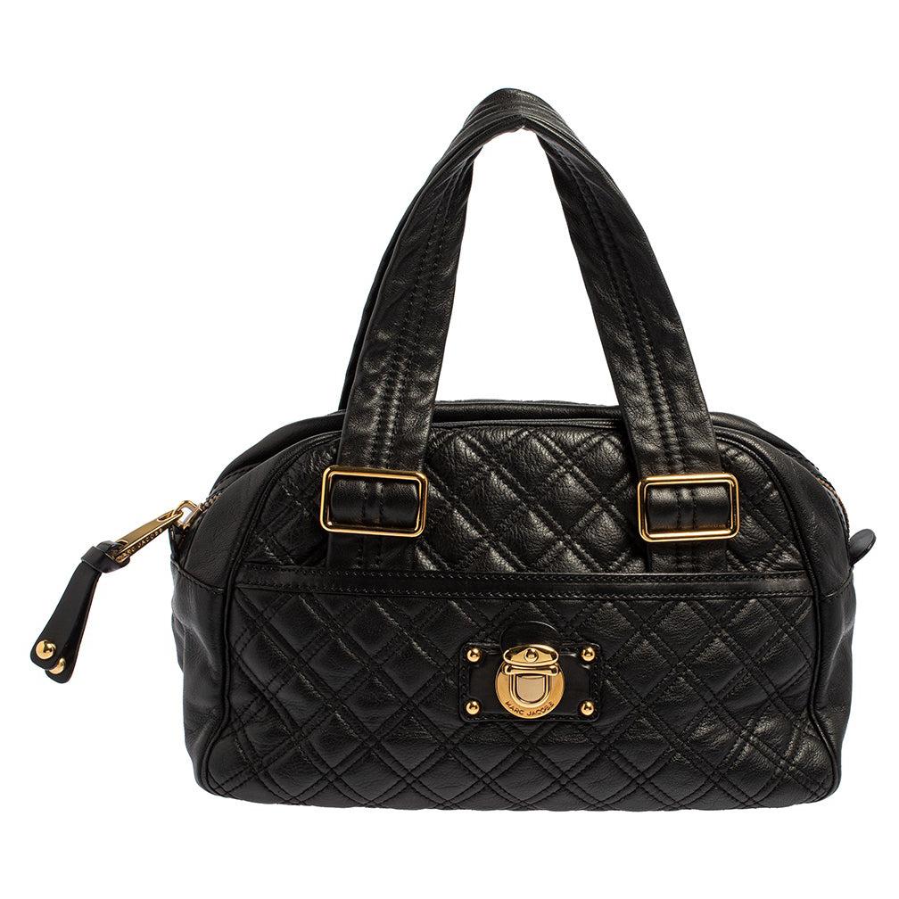 Marc Jacobs Black Quilted Leather Ursula Bowler Bag
