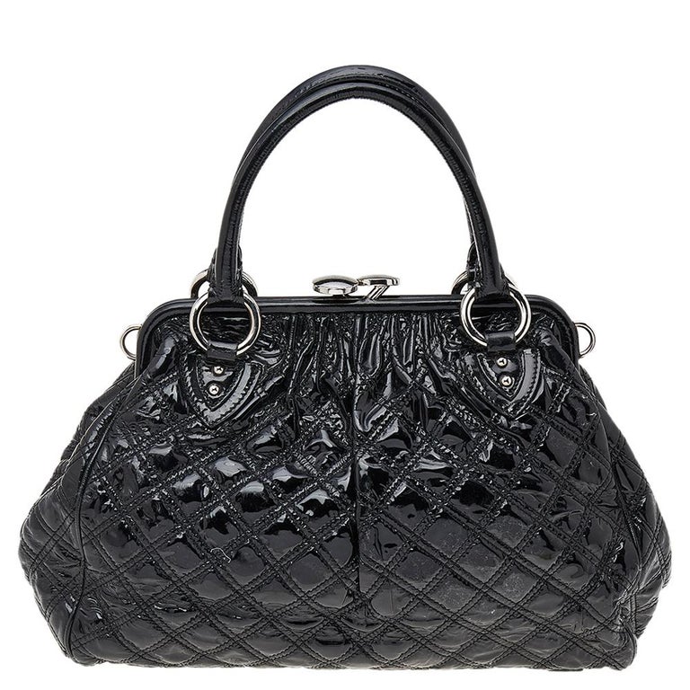 Marc Jacobs Black Quilted Patent Leather Stam Shoulder Bag at 1stDibs