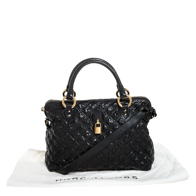 Marc Jacobs Black Quilted Snake Skin Embossed Leather Tote 4