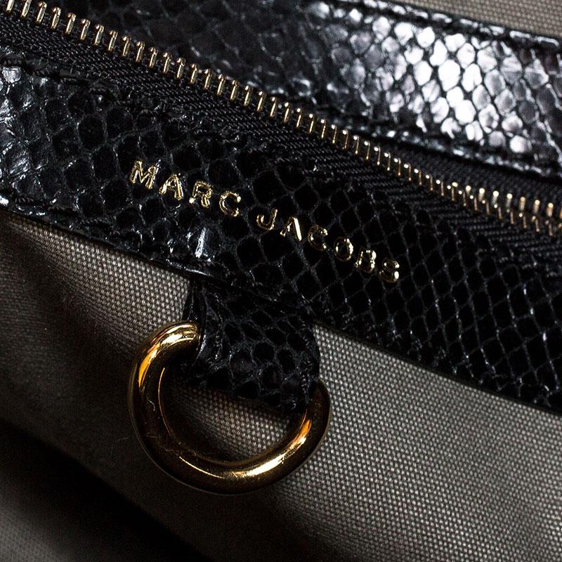 Marc Jacobs Black Quilted Snake Skin Embossed Leather Tote 2