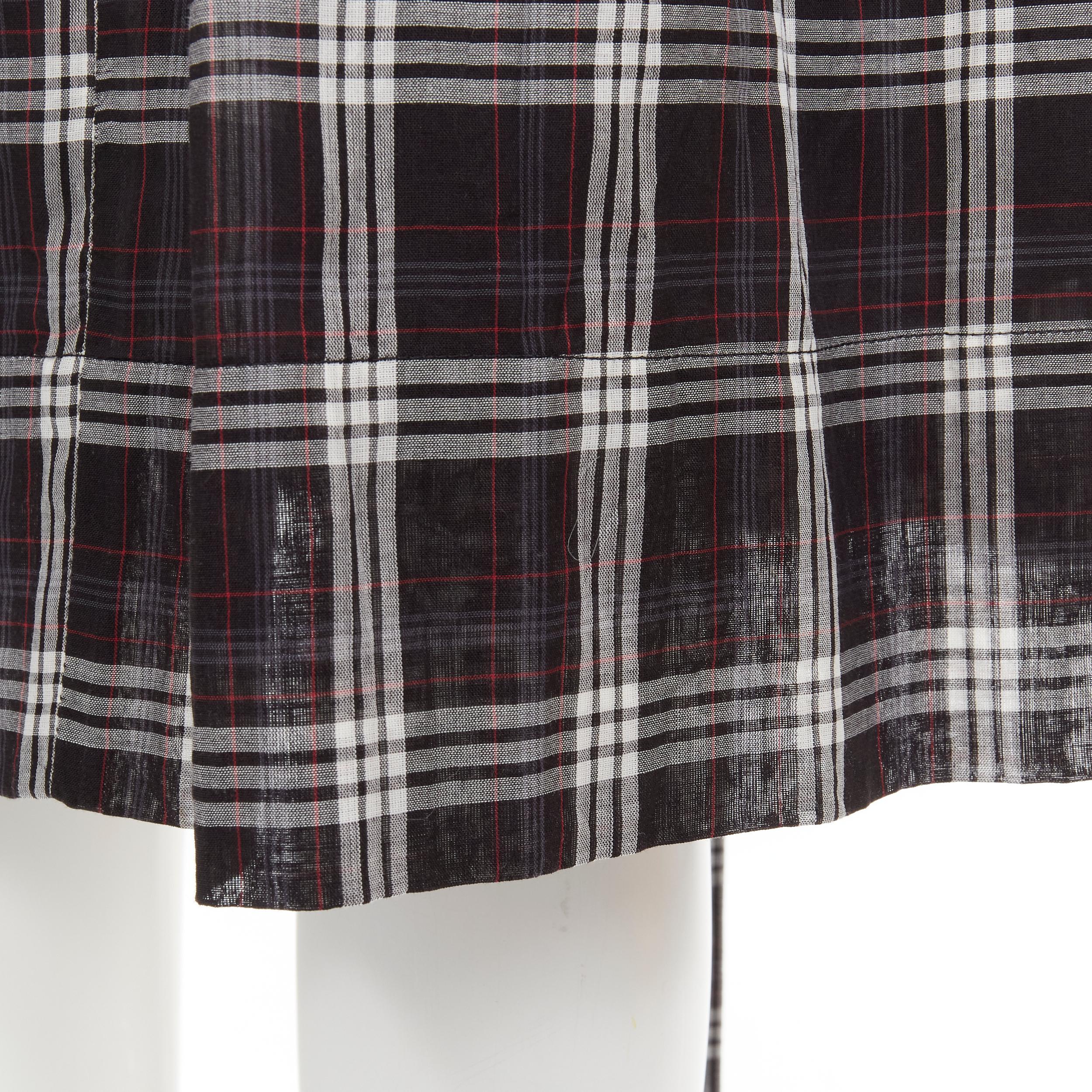 MARC JACOBS black red plaid check print belted skirt US2 S 4