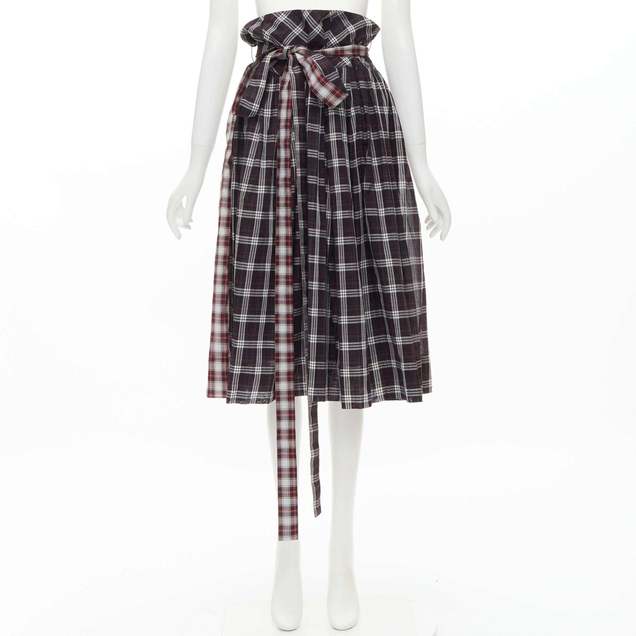 MARC JACOBS black red plaid check print belted skirt US2 S 6