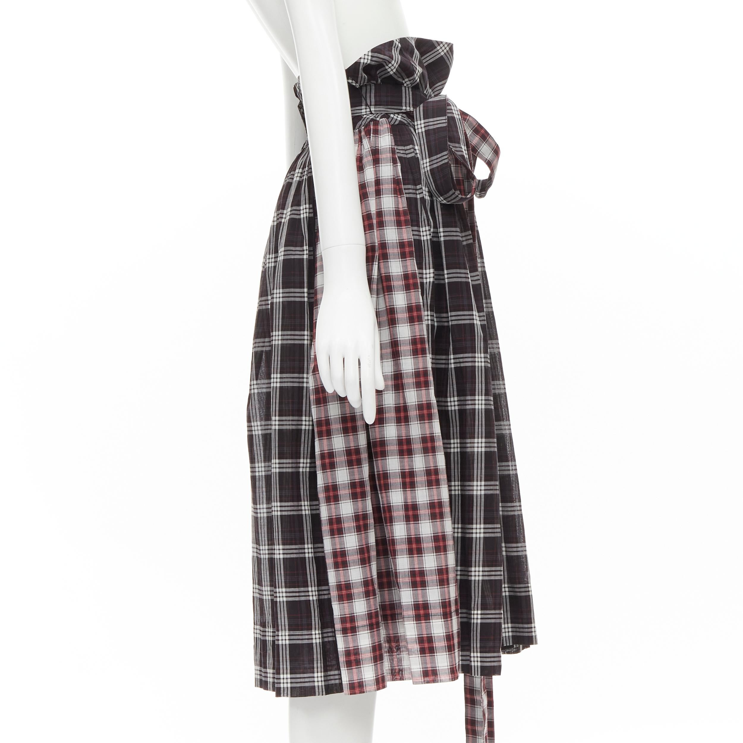 Black MARC JACOBS black red plaid check print belted skirt US2 S