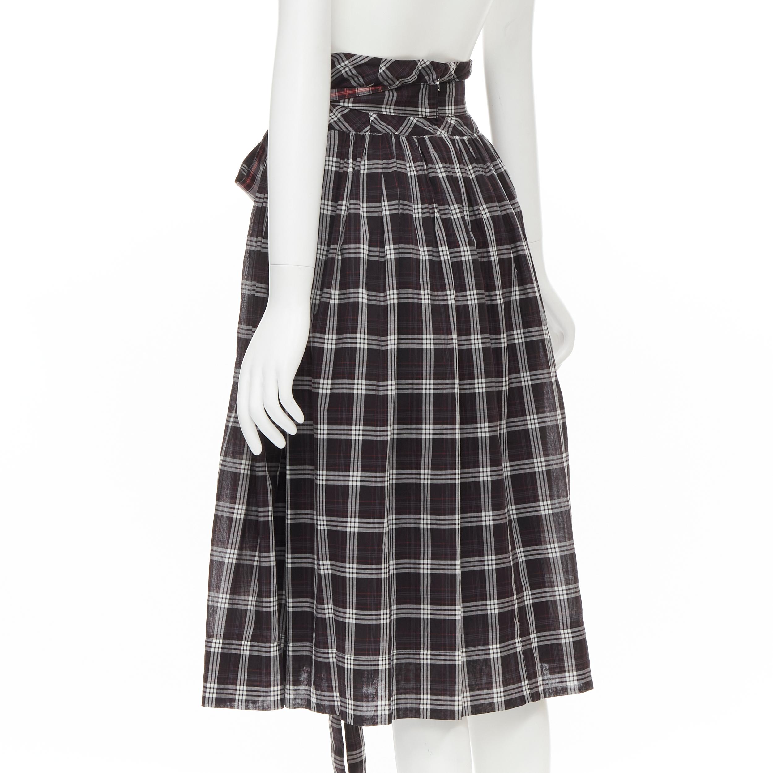 MARC JACOBS black red plaid check print belted skirt US2 S In Excellent Condition In Hong Kong, NT