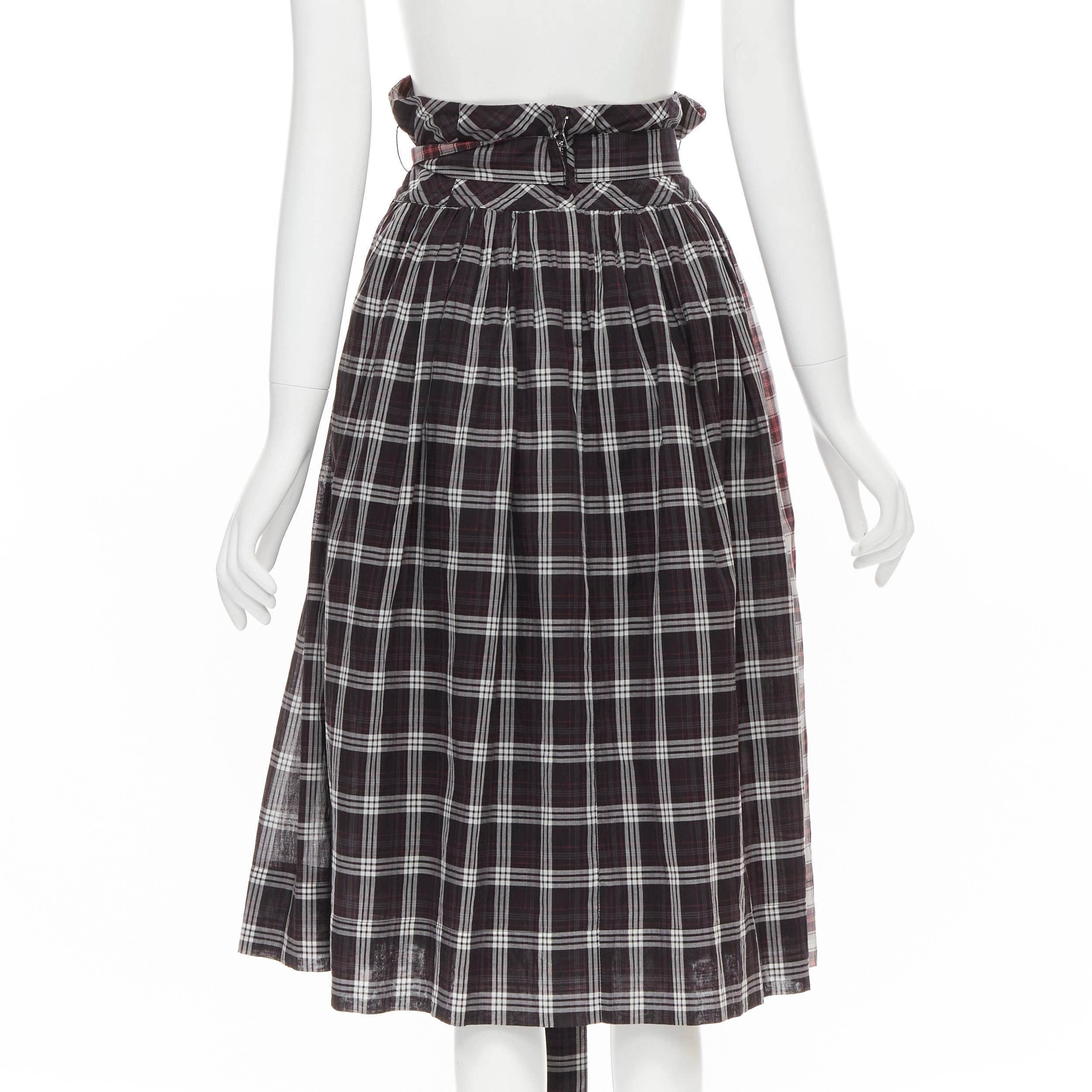 Women's MARC JACOBS black red plaid check print belted skirt US2 S