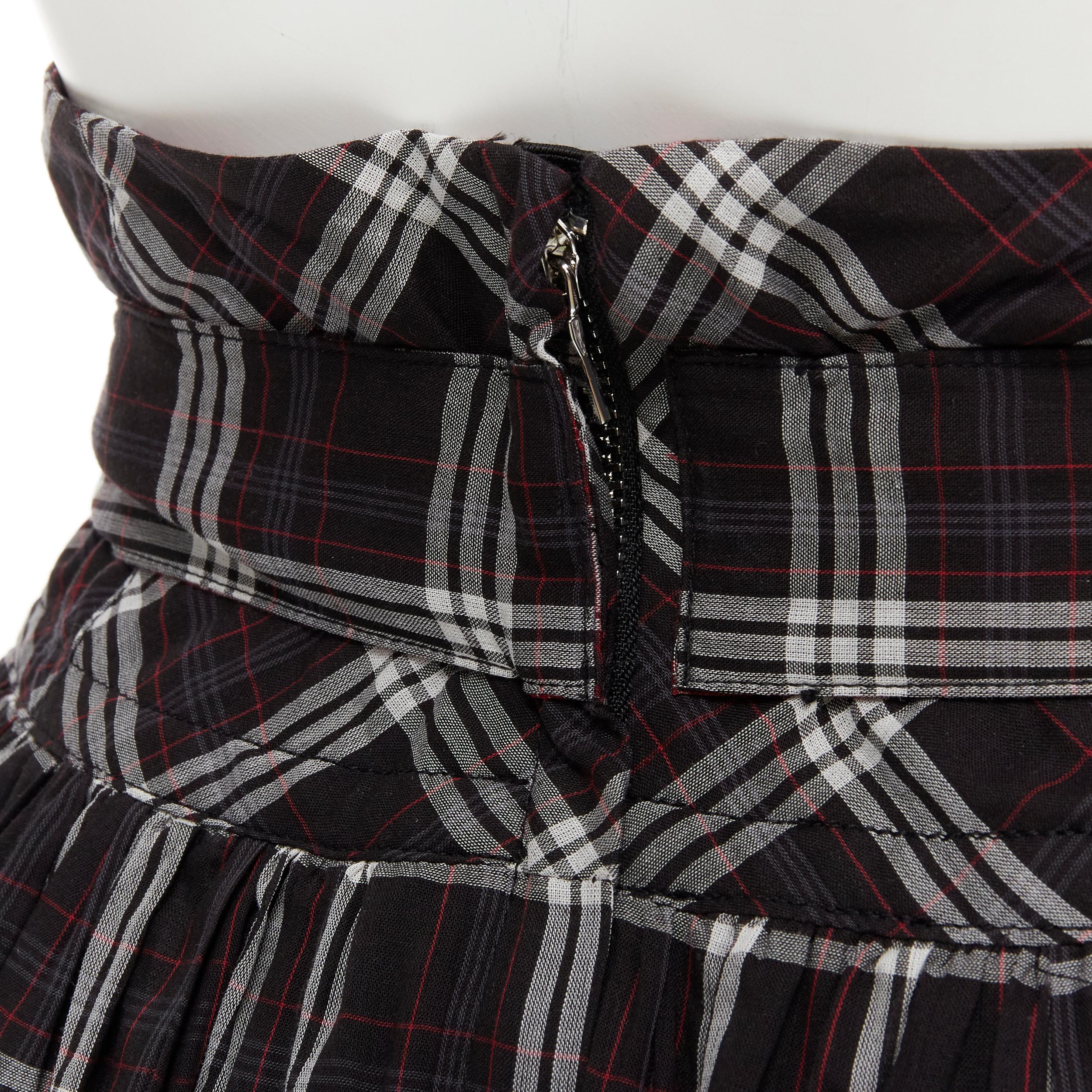 MARC JACOBS black red plaid check print belted skirt US2 S 2