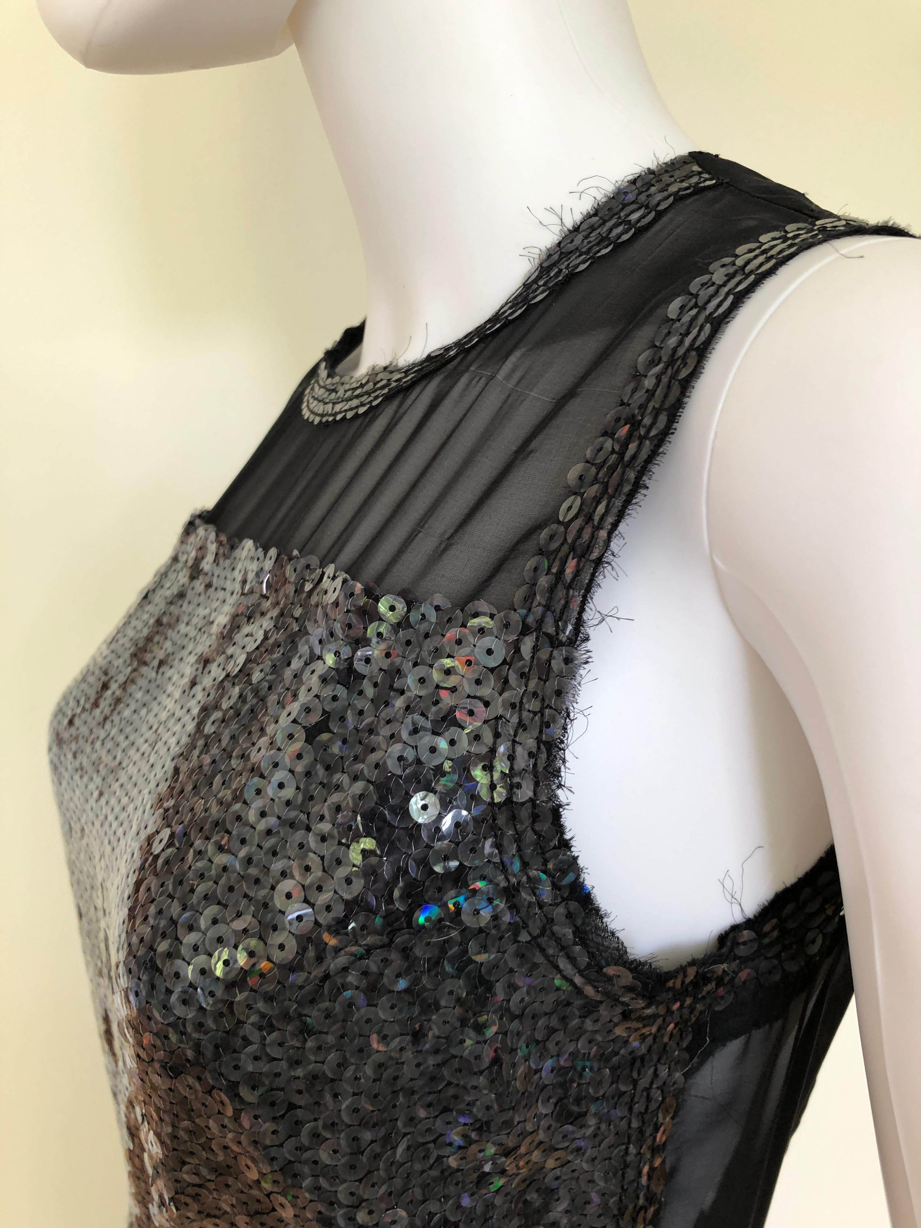 Marc Jacobs Black Sequin and Sheer Lingerie Bodice Sleeveless Cocktail Dress For Sale 3
