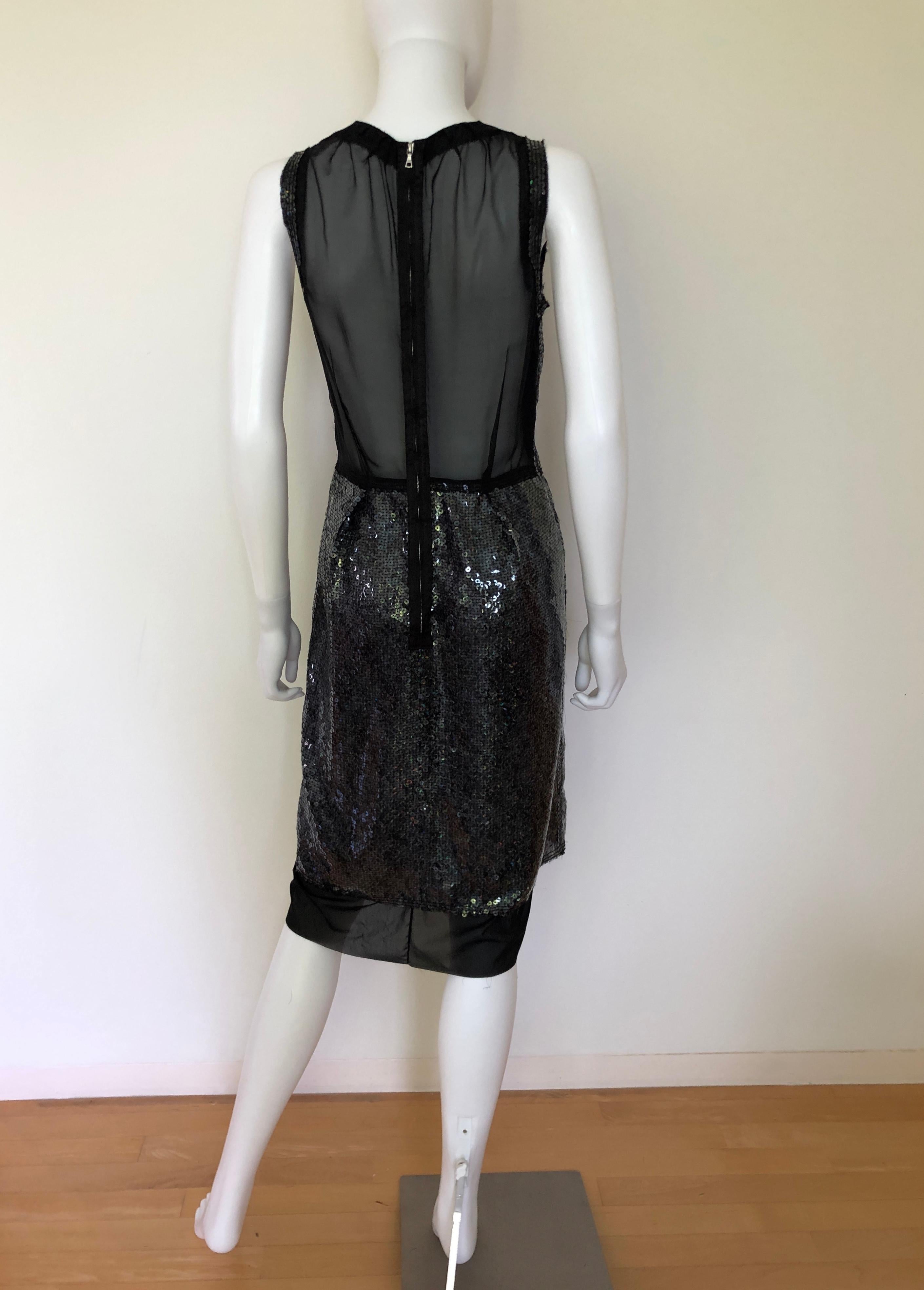 Marc Jacobs Black Sequin and Sheer Lingerie Bodice Sleeveless Cocktail Dress For Sale 4