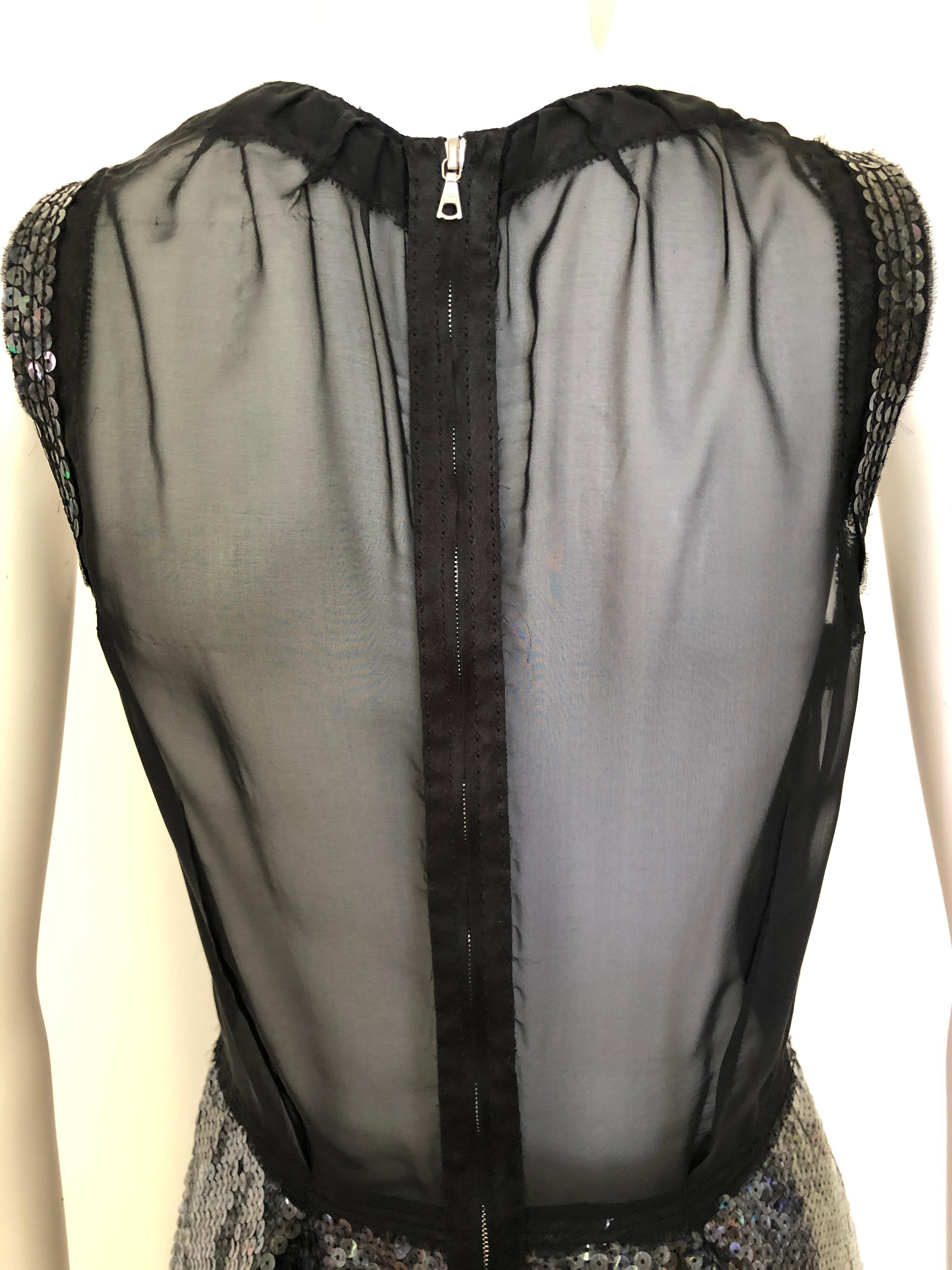 Marc Jacobs Black Sequin and Sheer Lingerie Bodice Sleeveless Cocktail Dress For Sale 5
