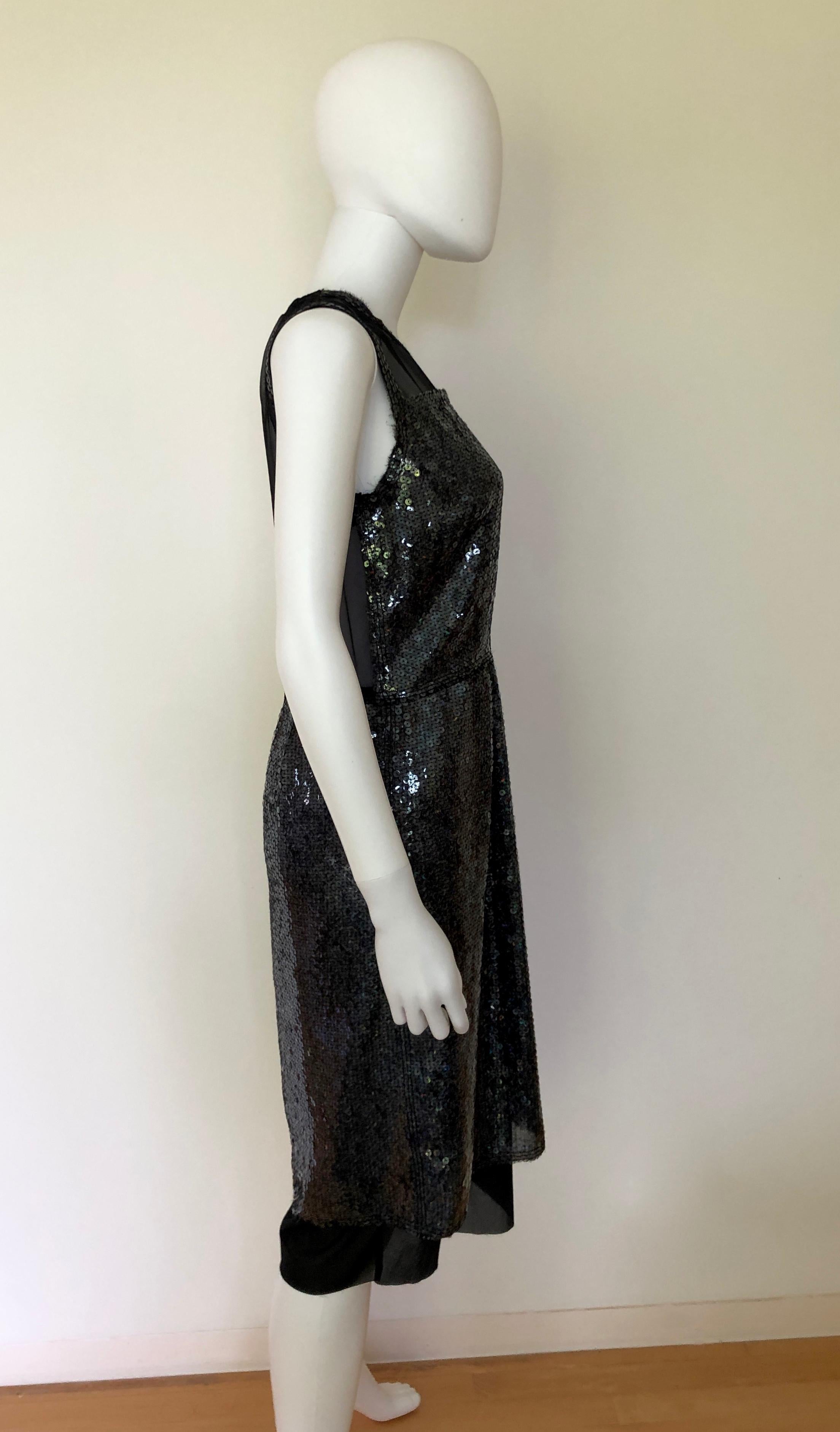 Marc Jacobs Black Sequin and Sheer Lingerie Bodice Sleeveless Cocktail Dress For Sale 8