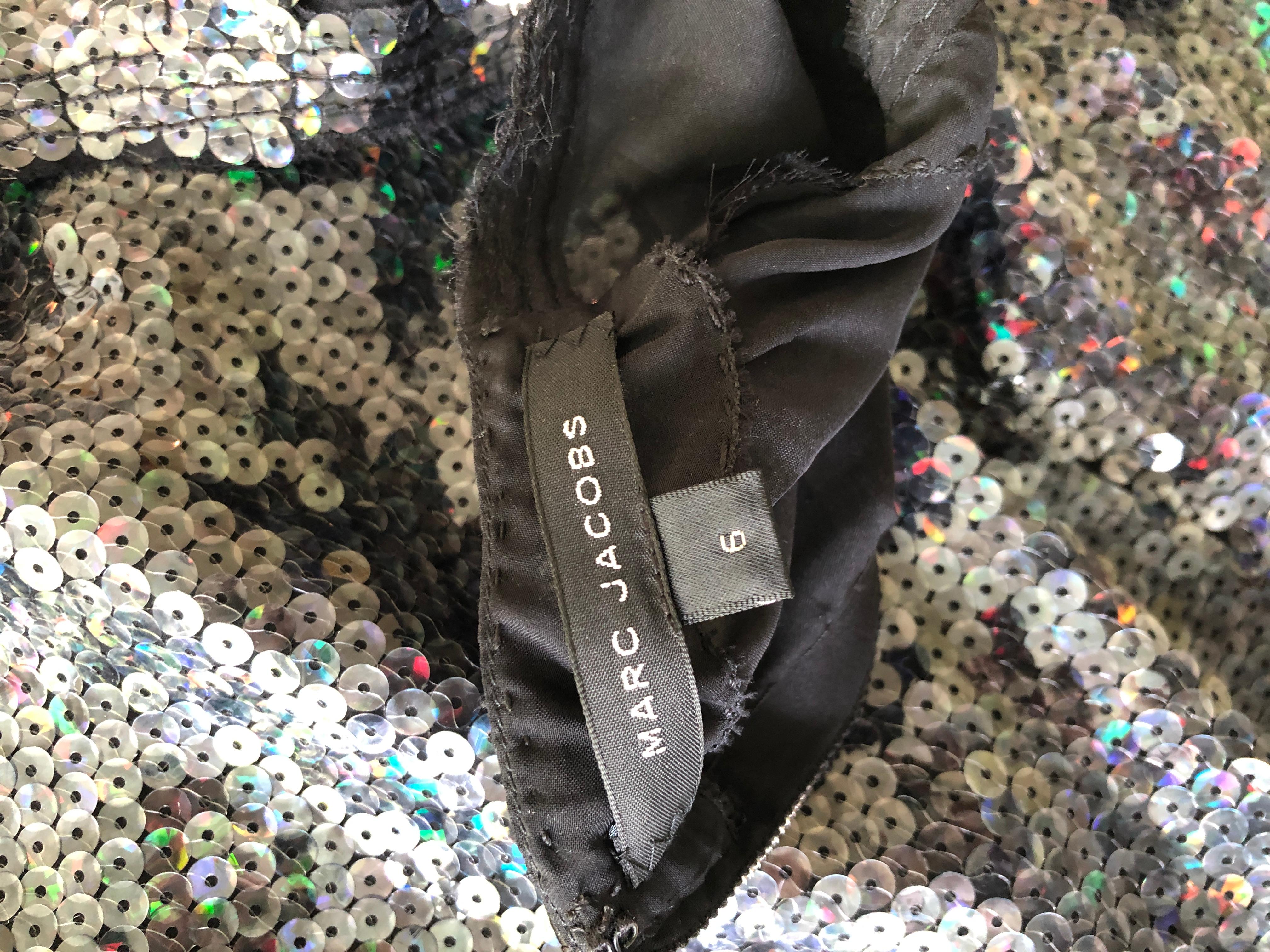 Marc Jacobs Black Sequin and Sheer Lingerie Bodice Sleeveless Cocktail Dress For Sale 12