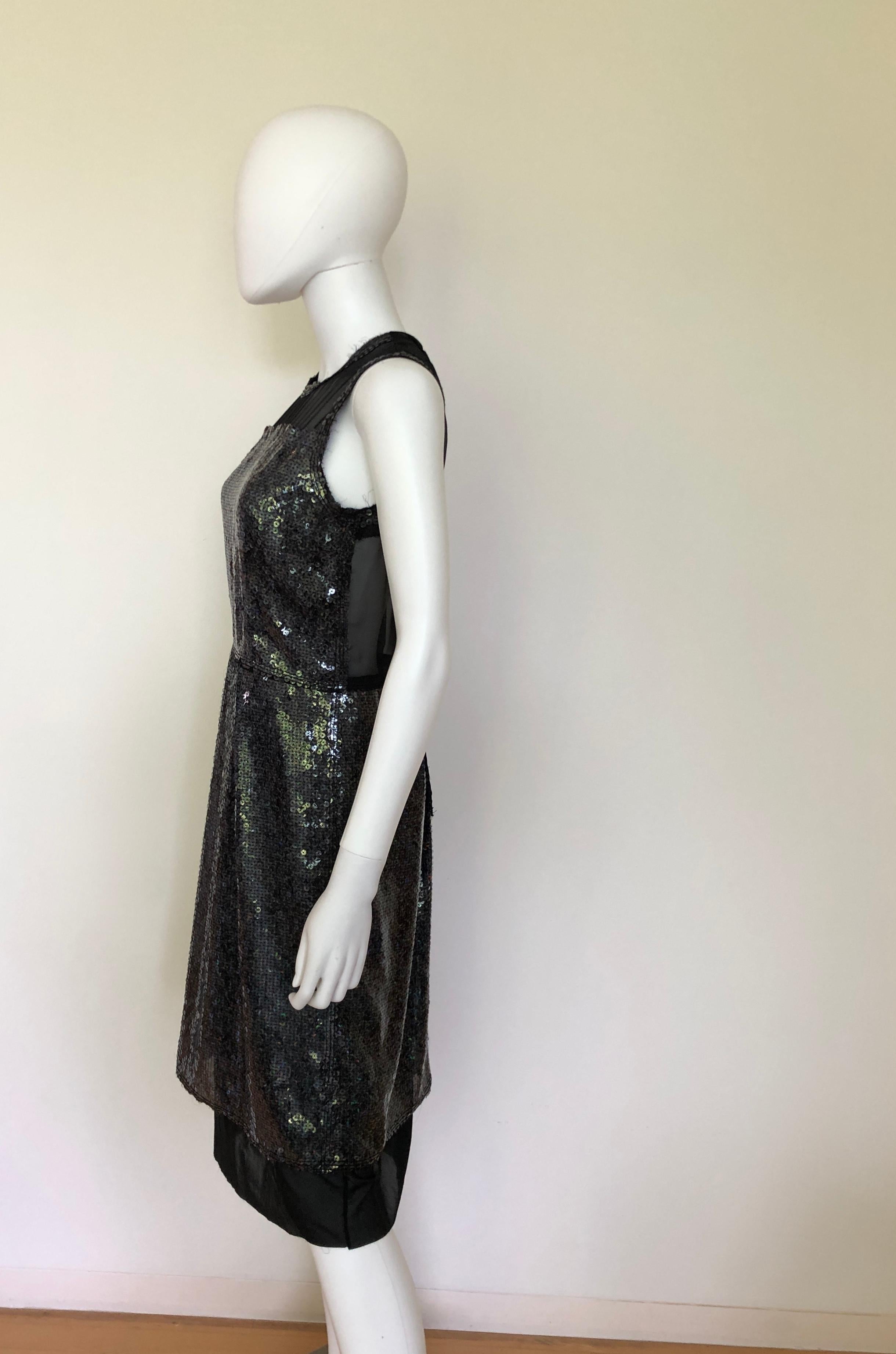 Marc Jacobs Black Sequin and Sheer Lingerie Bodice Sleeveless Cocktail Dress In Good Condition For Sale In Houston, TX