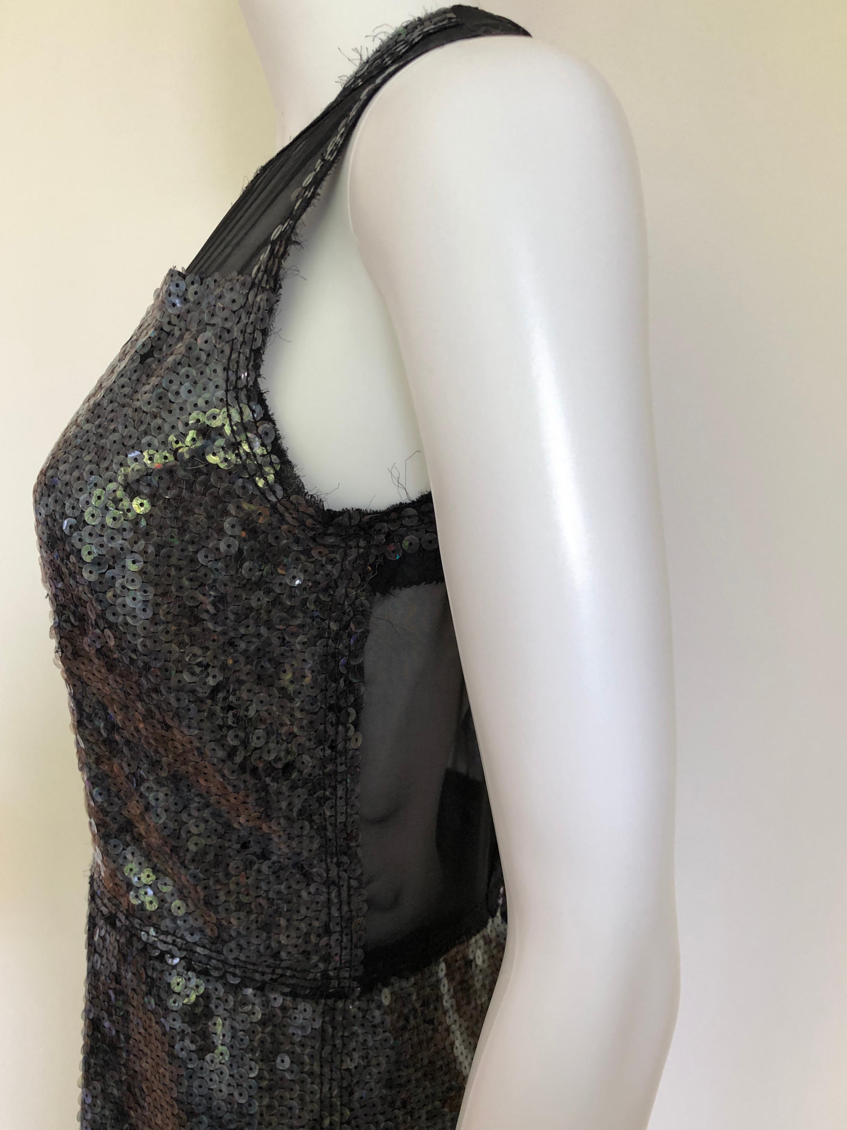 Women's Marc Jacobs Black Sequin and Sheer Lingerie Bodice Sleeveless Cocktail Dress For Sale