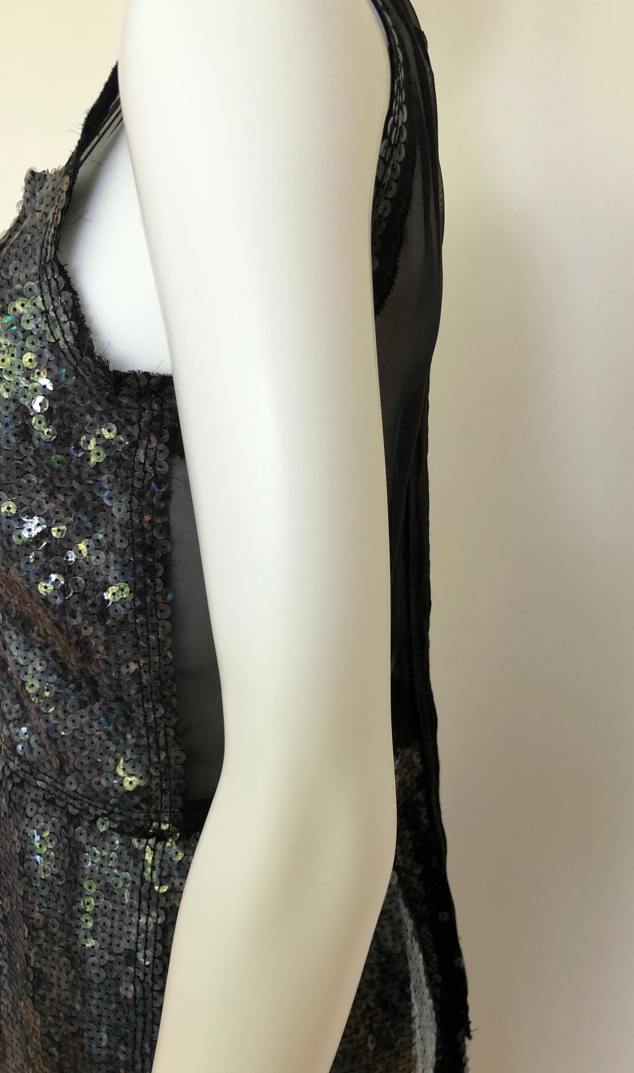 Marc Jacobs Black Sequin and Sheer Lingerie Bodice Sleeveless Cocktail Dress For Sale 2