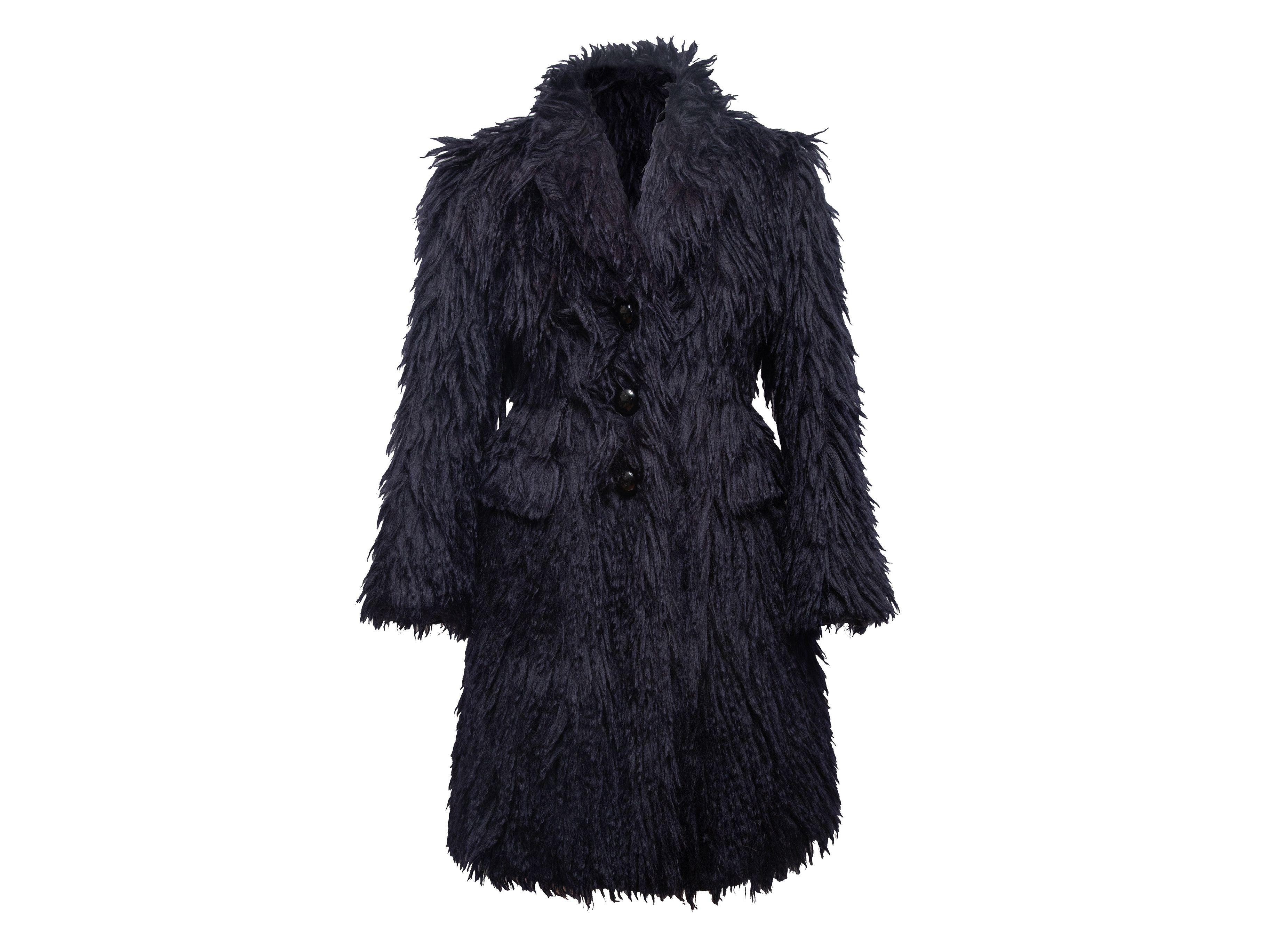 shaggy faux fur coat black