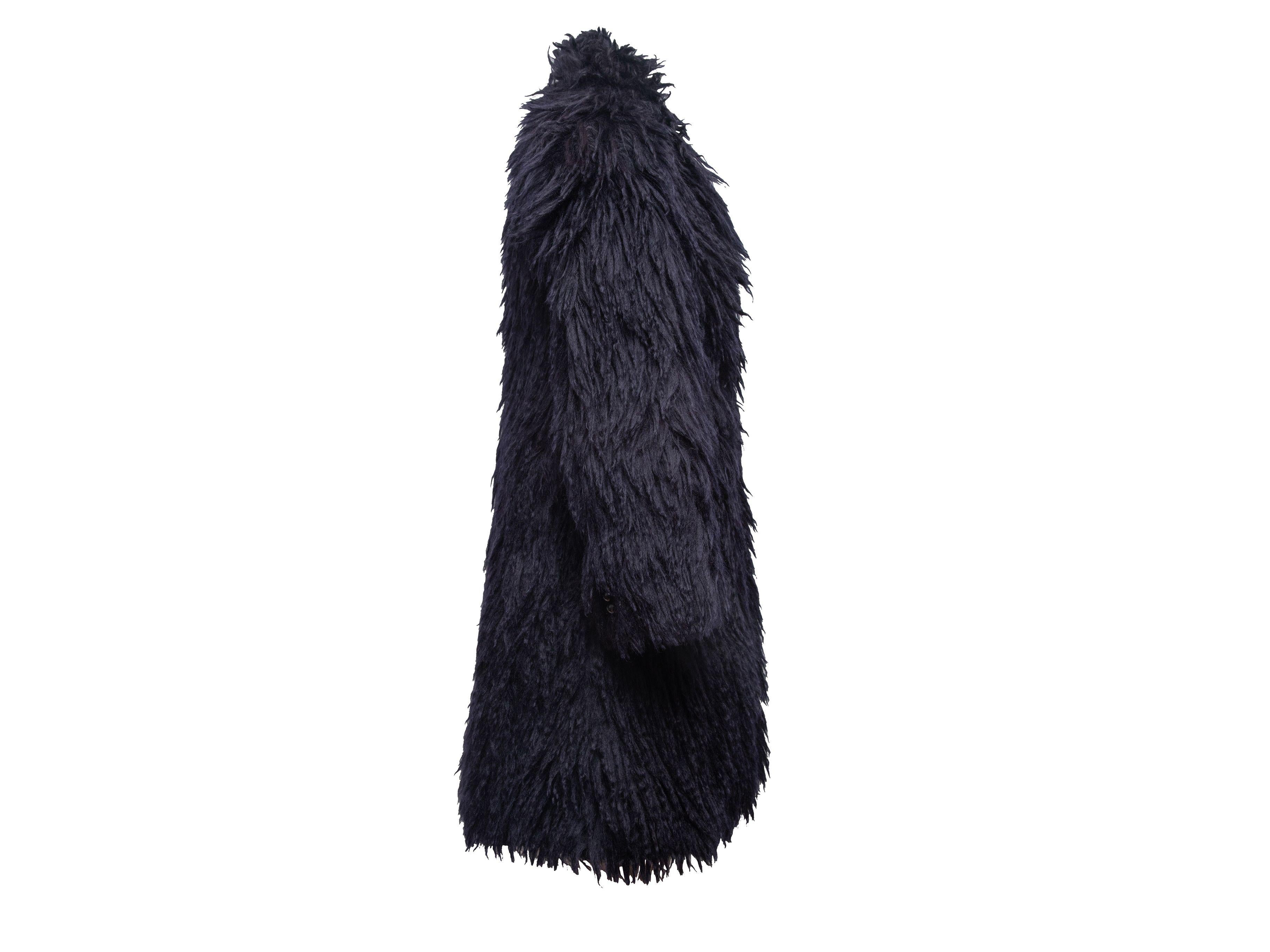 Marc Jacobs Black Shaggy Faux Fur Coat In Good Condition In New York, NY