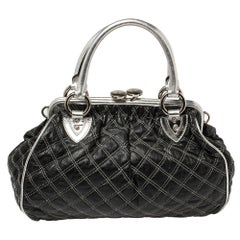 Marc Jacobs Black/Silver Quilted Leather Stam Satchel