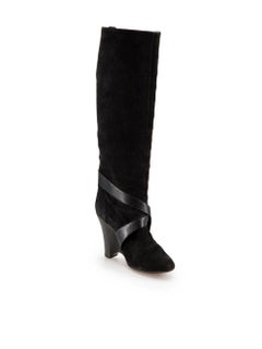 Marc Jacobs Black Suede Wedge Knee Boots Size IT 38