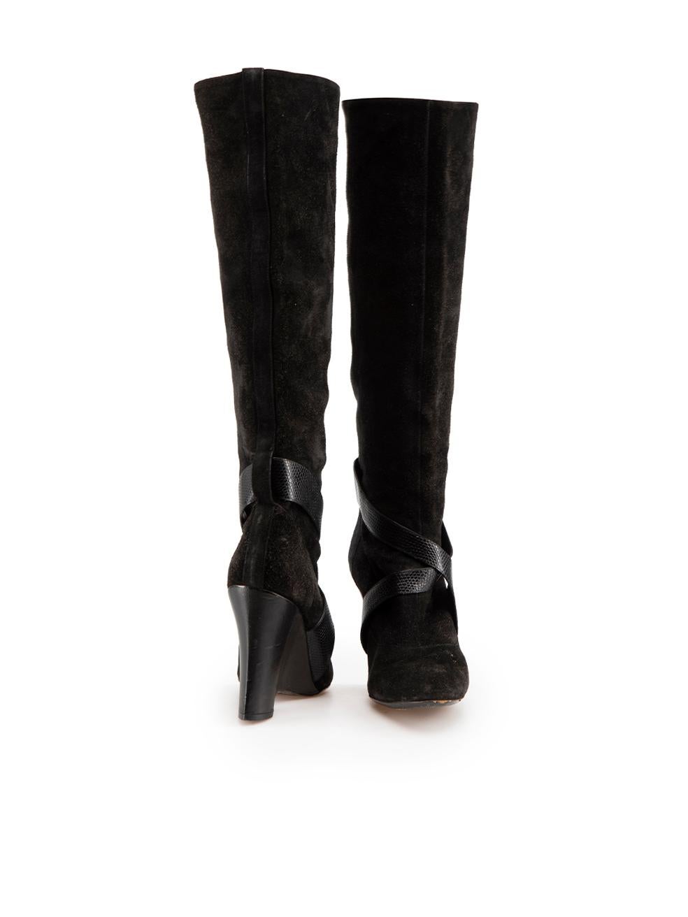 Marc Jacobs Black Suede Wedge Knee Boots Size IT 38 In Good Condition In London, GB