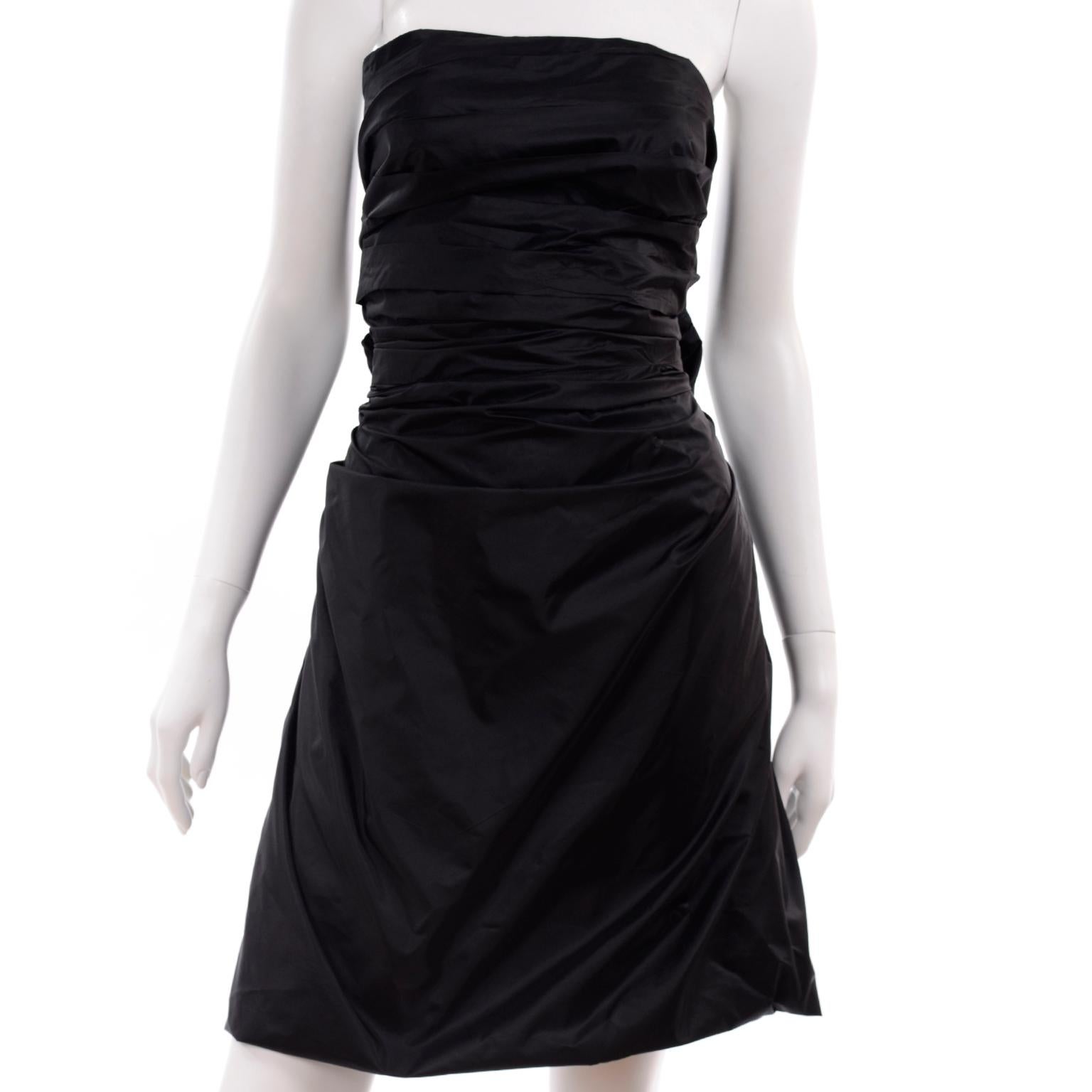 2000s Marc Jacobs Vintage Black Taffeta Open Back Punk Inspired Evening Dress For Sale 3