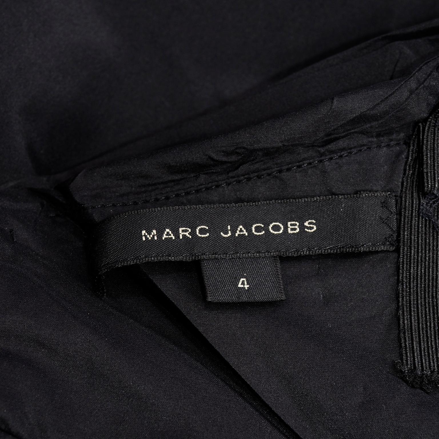 2000s Marc Jacobs Vintage Black Taffeta Open Back Punk Inspired Evening Dress For Sale 4