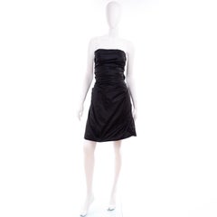 2000s Marc Jacobs Vintage Black Taffeta Open Back Punk Inspired Evening Dress