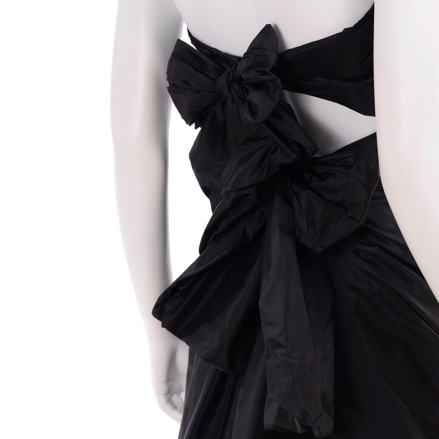 2000s Marc Jacobs Vintage Black Taffeta Open Back Punk Inspired Evening Dress For Sale 1