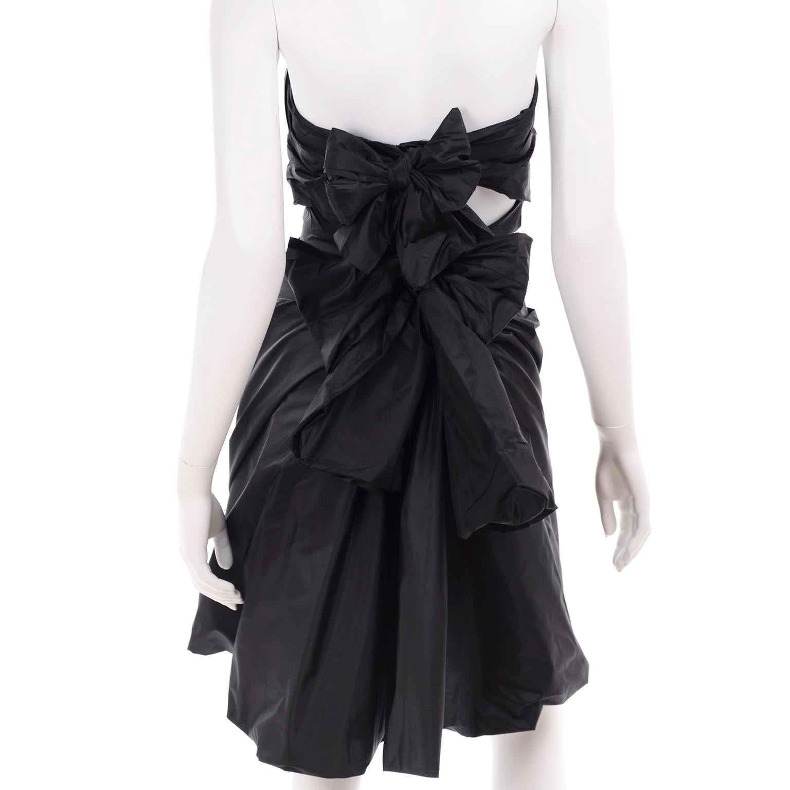 2000s Marc Jacobs Vintage Black Taffeta Open Back Punk Inspired Evening Dress For Sale 2