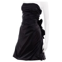 2000s Marc Jacobs Retro Black Taffeta Open Back Punk Inspired Evening Dress