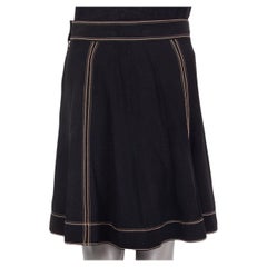 MARC JACOBS black viscose CONTRAST STITCHED KNEE-LENGTH A-LINE Skirt 4 S